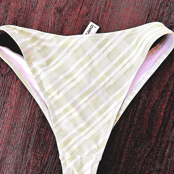 PACSUN Pastel Green Plaid underwire Loverbird bikini top size:M, bottoms size:S - Picture 4 of 5